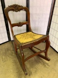 Walnut Roseback Sewing Rocker W/Tapestry Seat