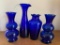 (4) Cobalt Blue Vases