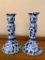 (2) Porcelain Blue & White Candleholders