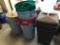 Group of 8 Plastic Garbage Cans with LIds