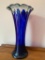 Cobalt Blue To Clear Vase Is Hand Blown