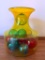 Vasaline Color Blown Glass Vase W/Glass Decorator Balls Inside