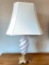 Vintage Swirl Glass-Metal Base Lamp W/Cloth Shade