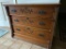 Antique Oak 3-Drawer Dresser Base W/Spoon-Carved Drawers