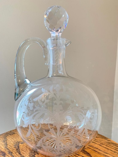 Vintage Etched Decanter W/Stopper