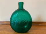 Embossed Design Green Glass Bottle Is Hand Blown