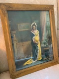 Framed Victorian Era Print Of Young Lady