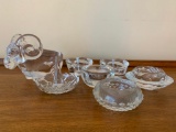 Group Of Crystal Candleholders +Crystal Ring Holder