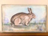 Oil On Canvas Of Rabbit Is Signed & Dated