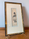 Framed Woodblock Print Of Oriental Girl Signed Helen Hyde