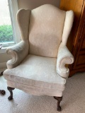 Tall Wing-Back Upholstered Chair W/Chippendale Legs By Pembrook Chair Company