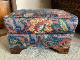 Vintage Upholstered Foot Stool Has Been Reupholstered