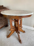Antique Victorian Walnut Marble Top Table