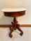 Vintage Round Marble Top Stand On Solid Mahogany Base