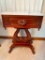 Marble Top 1-Drawer Stand W/Solid Mahogany Base