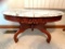 Oval Marble Top Coffee Table On Solid Mahogany Base