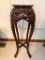 Antique Heavily Carved Plant/Lamp Stand W/Marble Insert