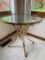 Round Brass Table Base W/Glass Top
