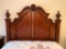 Massive Queen Size Poster Bed W/Burl Accents, Carved Headboard & Posts