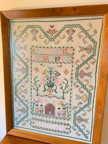 Vintage Framed American Sampler W/Provenance