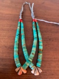Nice Turquoise & Carved Stone Necklace