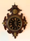 Antique German Wall Clock W/Brass Accents