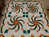 Hand Stitched Quilt In Pinwheel Pattern