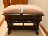 Victorian Walnut Lift Top Sewing Stand W/Upholstered Top