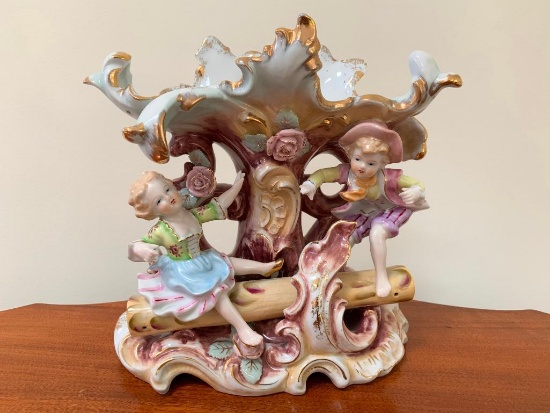 CapodiMonte Porcelain Vase W/Victorian Children