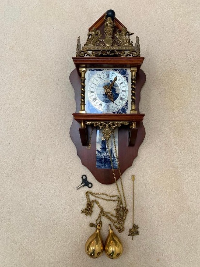 Vintage Hermle "Zaandam" Duth Delft Clock W/Franz Hermle Works