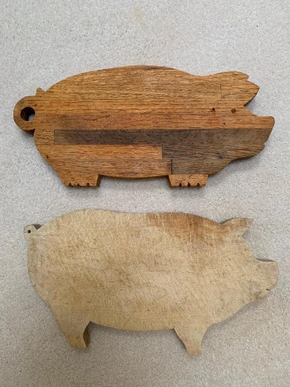 (2) Wooden "Pig" Cutting Boards