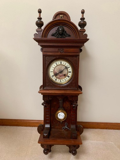 Antique Clock W/Pendulum & Key