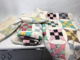 Vintage Pair Of Twin Size Hand & Machine Stitched Quilts W/(2) Pillow Shams