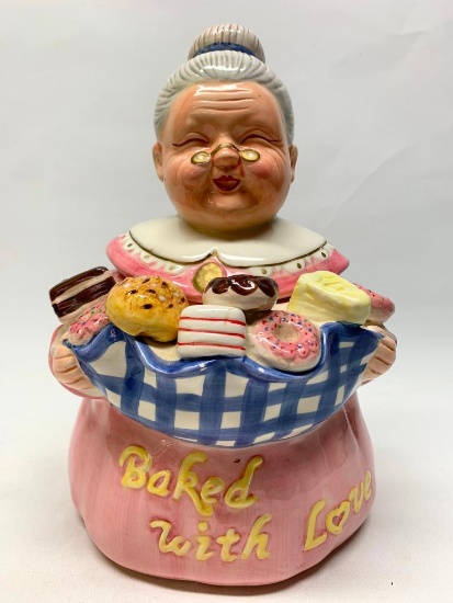 Ceramic Hand Painted "Grandma's Sweets" Figural Cookie Jar