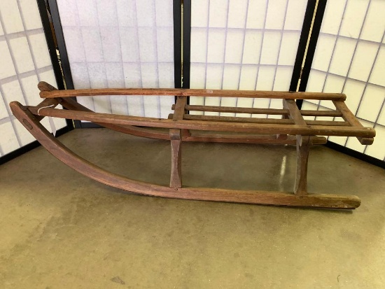 Antique "Naether" Wooden Sleigh W/Iron Runners
