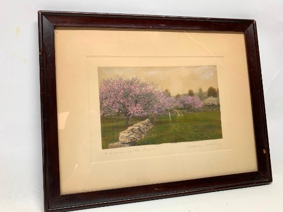 Framed & Signed Wallace Nutting Print Titled "A Corner Of The Field" In Original Frame