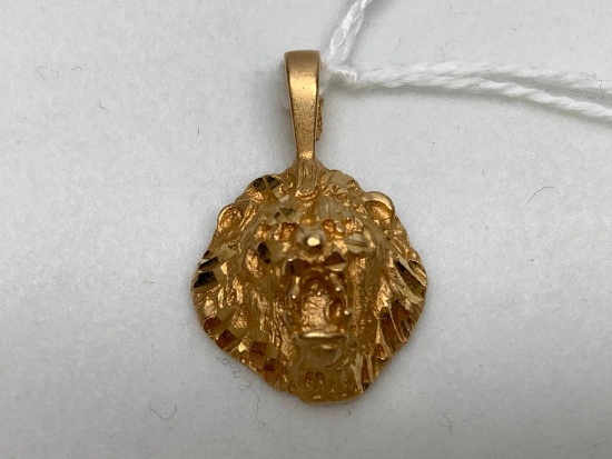 14K Marked Lion Head Pendant