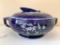 Vintage Halls China Lidded Serving Dish In Cobalt Blue W/Flowers