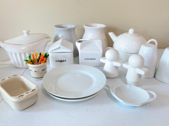 Group Of White Porcelain Serving/Kitchen Items
