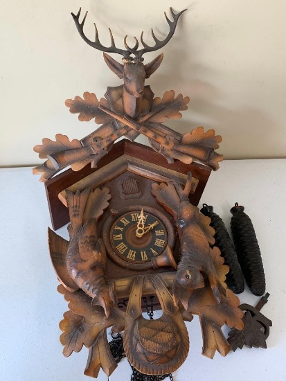 German Black Forest Coo-Coo Clock W/Stag,Pendelum & Weights