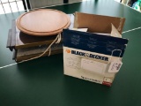 4 Electric Heat Plates, Cake Plates, and a Black N Decker Can Opener