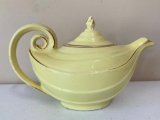Vintage Hall China Aladdin Shaped Yellow Teapot W/Gold Trim