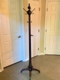 Antique Walnut Hall Tree W/Hooks