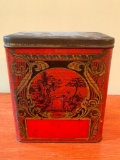 Antique Tin Litho Tea Tin W/Lid