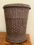 Vintage Painted Wicker Trash Can