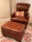 Motion Craft Leather Chair W/Matching Storage Ottoman