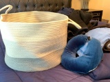 Basket W/Misc. Blankets & Throws