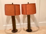 (2) Matching Metal & Wood Decorator Lamps