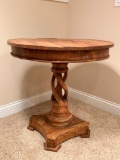 Unique Distressed Round Pedestal Table