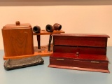 Vintage Pipes & Walnut Pipe Stand + Gentleman's Jewelry Box